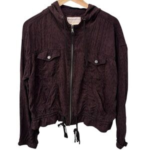 Marrakech Anthropologie Cupro Animal Print Hooded Jacket Size Medium